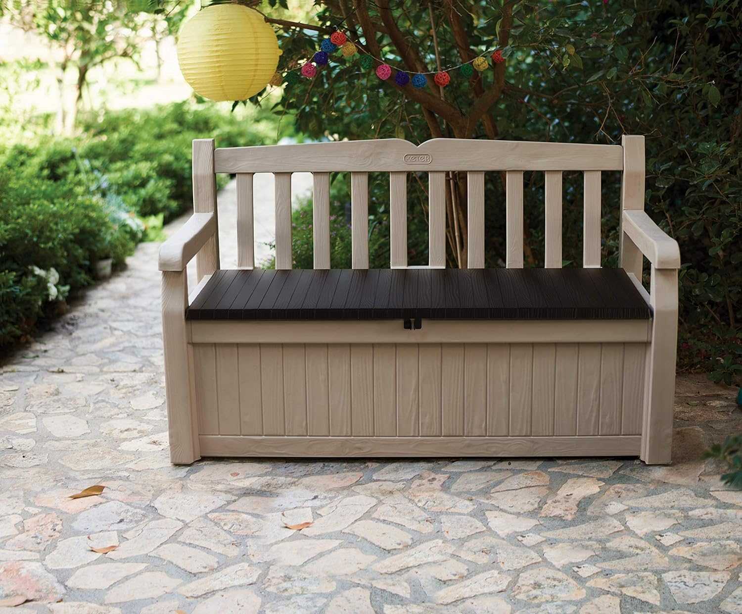 Outdoor Storage Bench 265L – Weather-Resistant Garden Seat - EVERNEST HOME & GARDEN