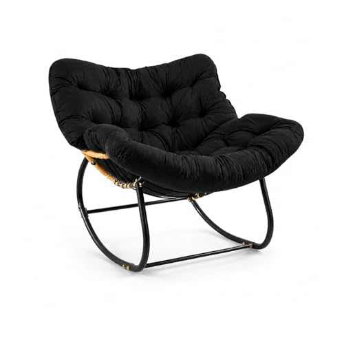 Oversized Outdoor Egg Rocking Chair With Cushion - EVERNEST HOME & GARDEN