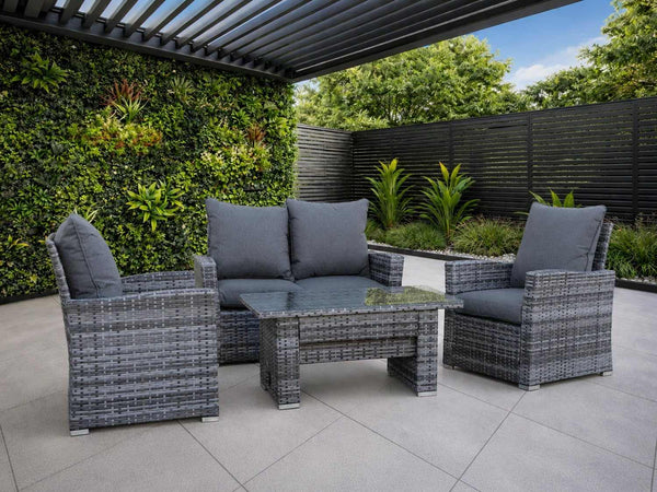 4 Seater Rattan Garden Sofa Set With Rising Table