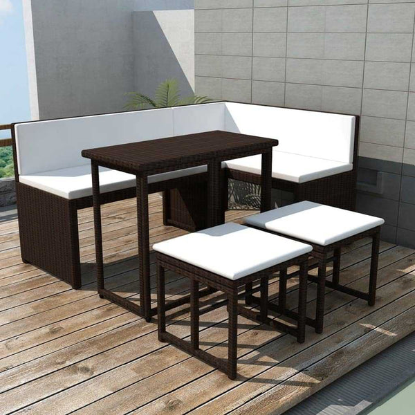 5-Piece Outdoor Patio Rattan Furniture Set With Cushions