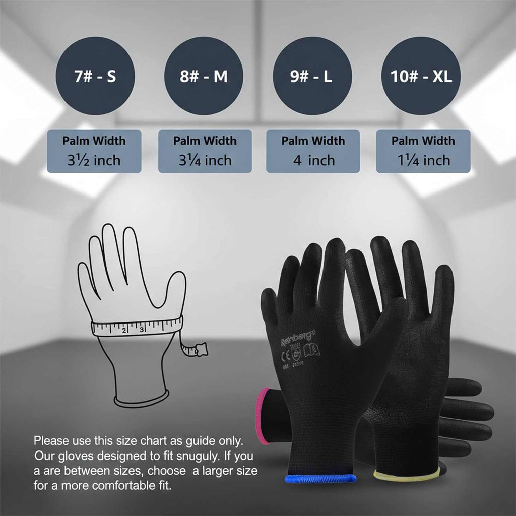 PU coated safety work gloves with breathable knit and non-slip grip for versatile work tasks