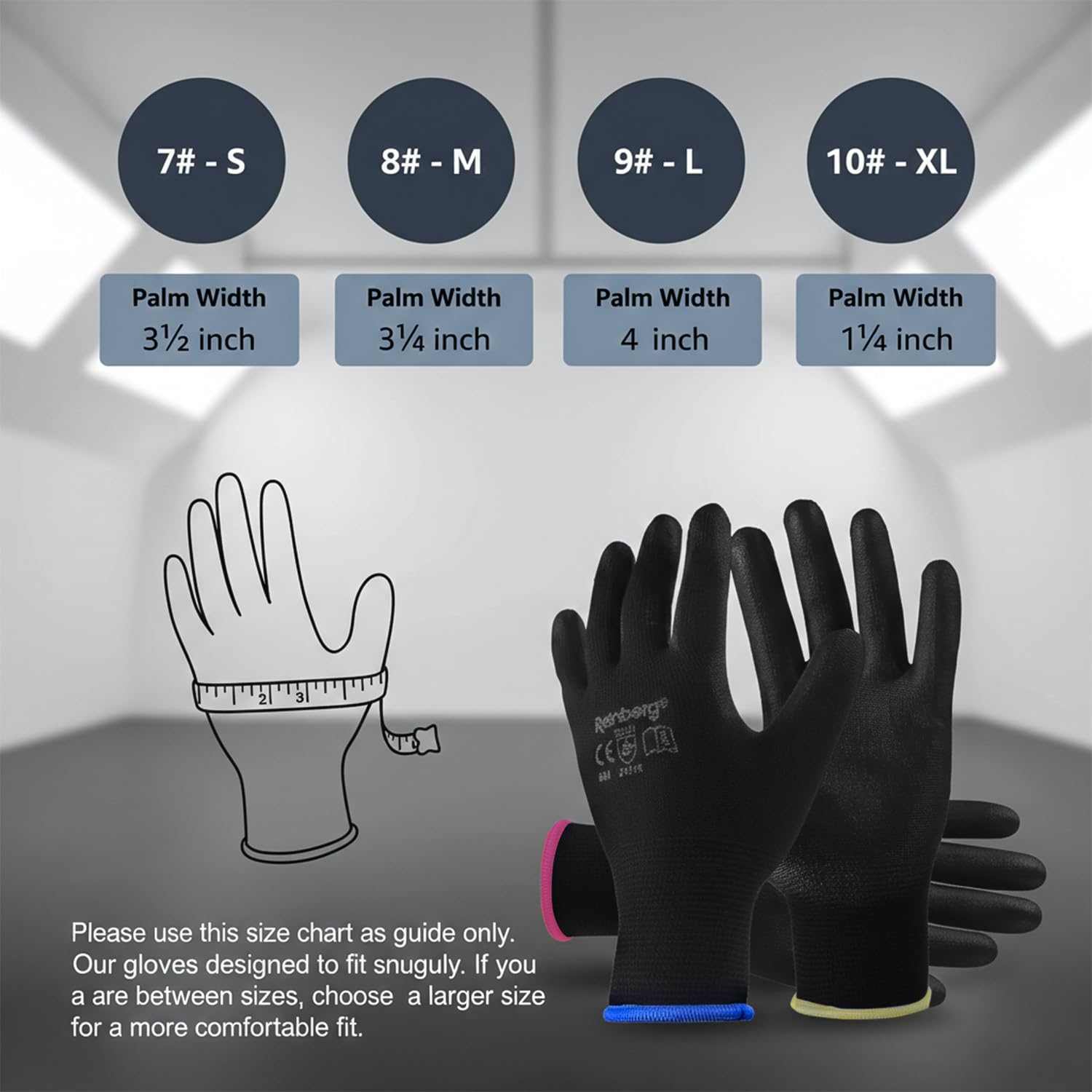 PU coated safety work gloves with breathable knit and non-slip grip for versatile work tasks
