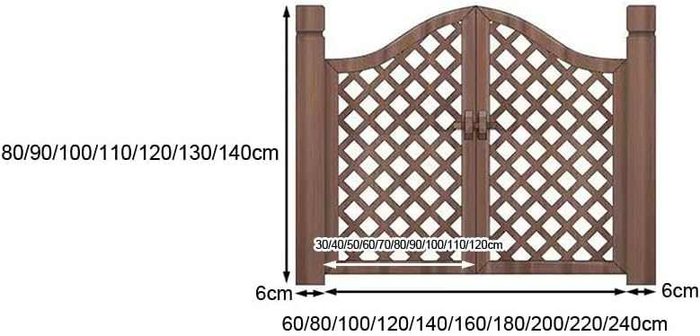 Double wooden garden gate with curved top and lattice design in solid wood